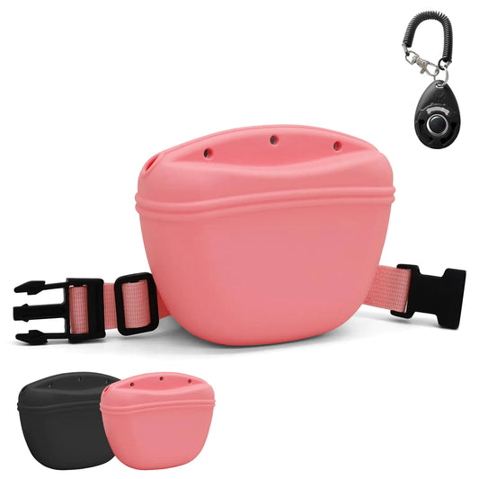 Pink SnugMaker Dog Treat Pouch with Training Clicker